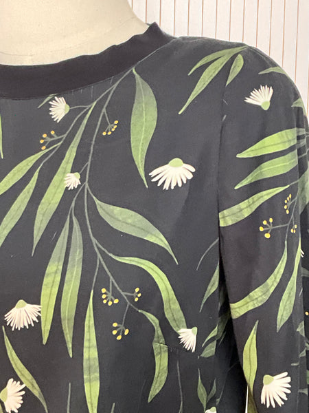 Cotton Blouse, organic cotton, artisan made, Australian Fashion, gum leaf print, forever fashion