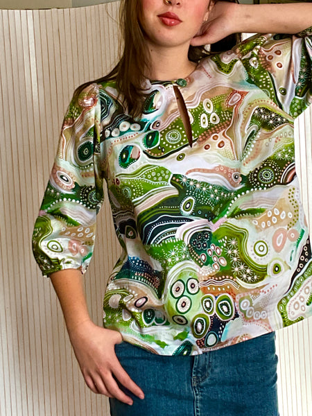 Romantic blouse, organic cotton, glorious Holly Sanders print