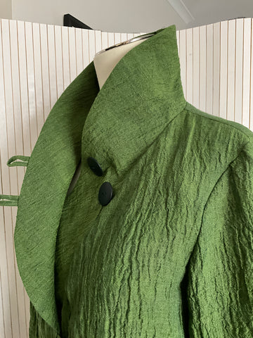 Jackets, made in Australia, Natural fibre clothing, Gorgeous green linen jacket, slow fashion, sustainable clothes.