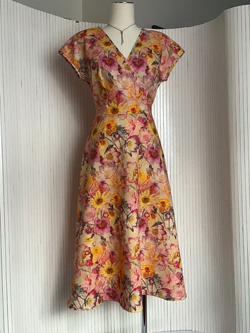 Summer dresses made in Australia, Honeymoon Dress, forever fashion, linen cotton dress, Pascale Dilger print.