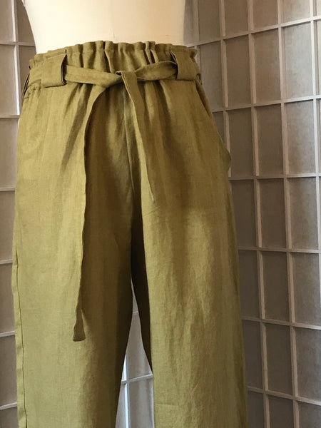 Paper bag linen pant