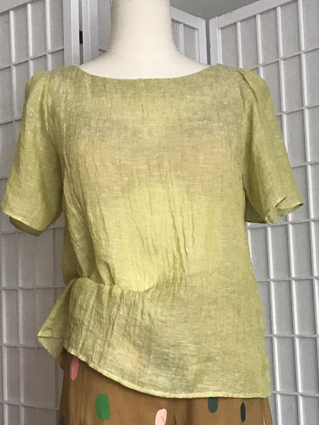 Natural fibre clothing Australian made. Linen gauze, forever fashion. Puff sleeve blouse. Light weight breezy top.