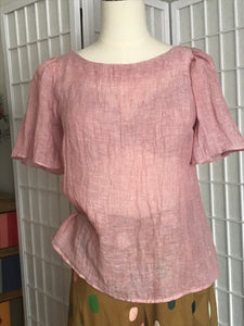 Natural fibre clothing Australian made. Linen gauze, forever fashion. Puff sleeve blouse. Light weight breezy top.